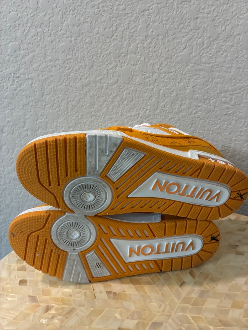 Louis Vuitton Orange and White Sneakers with LV Logo size 38 - Picture 9 of 12